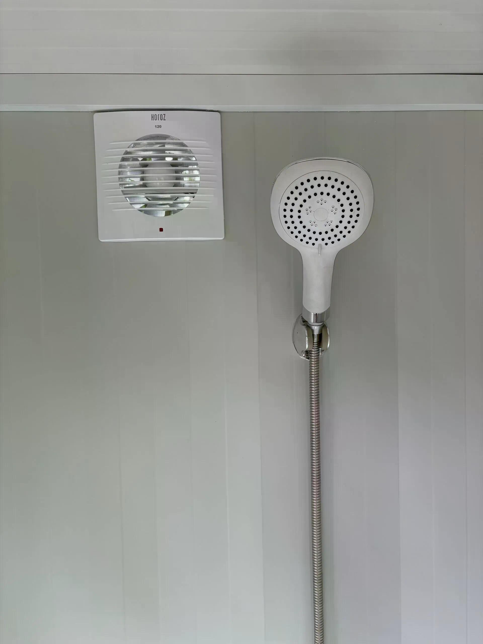 Dual portable shower unit shower head and ventilation