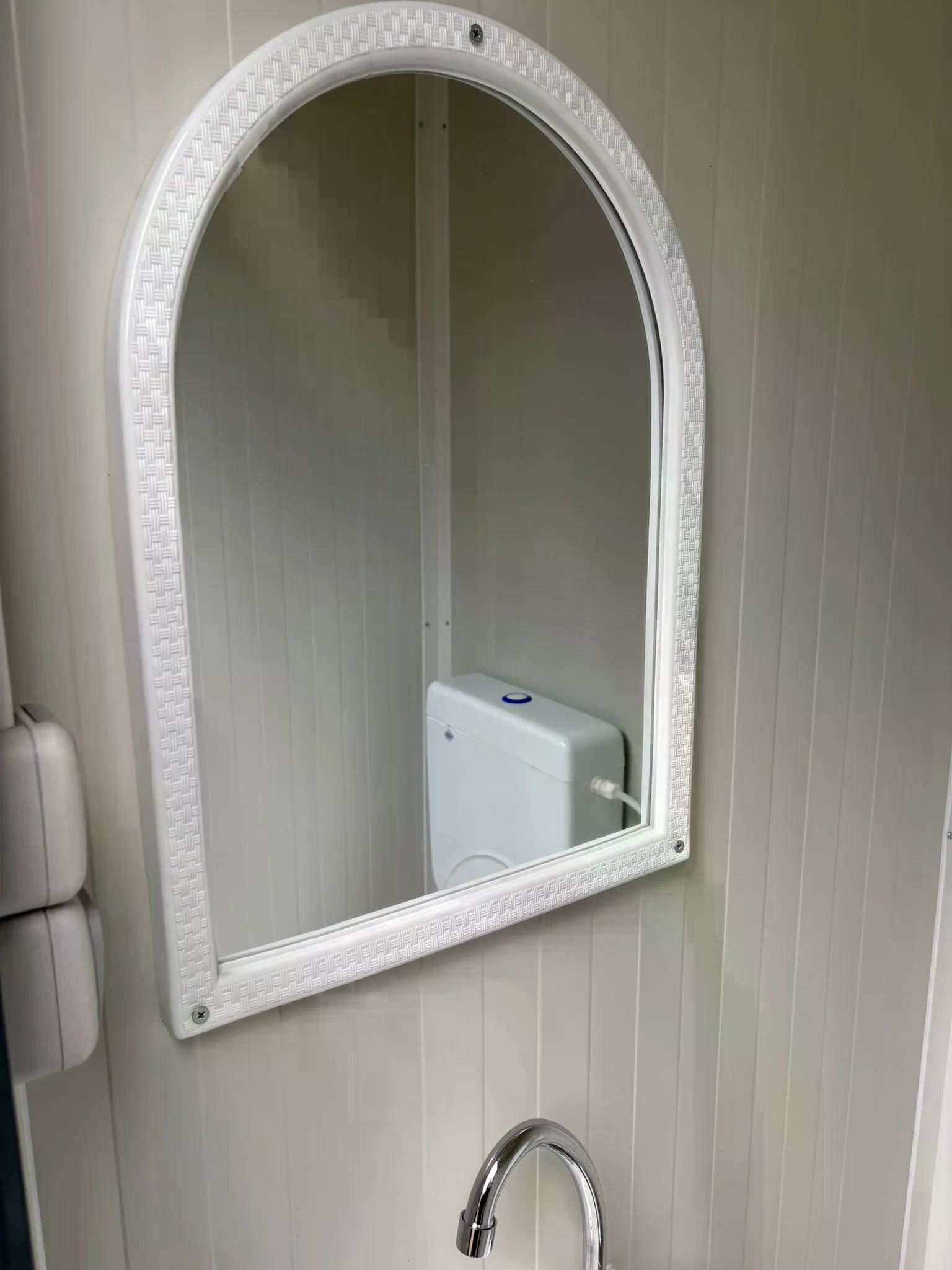 Dual portable toilet unit mirror
