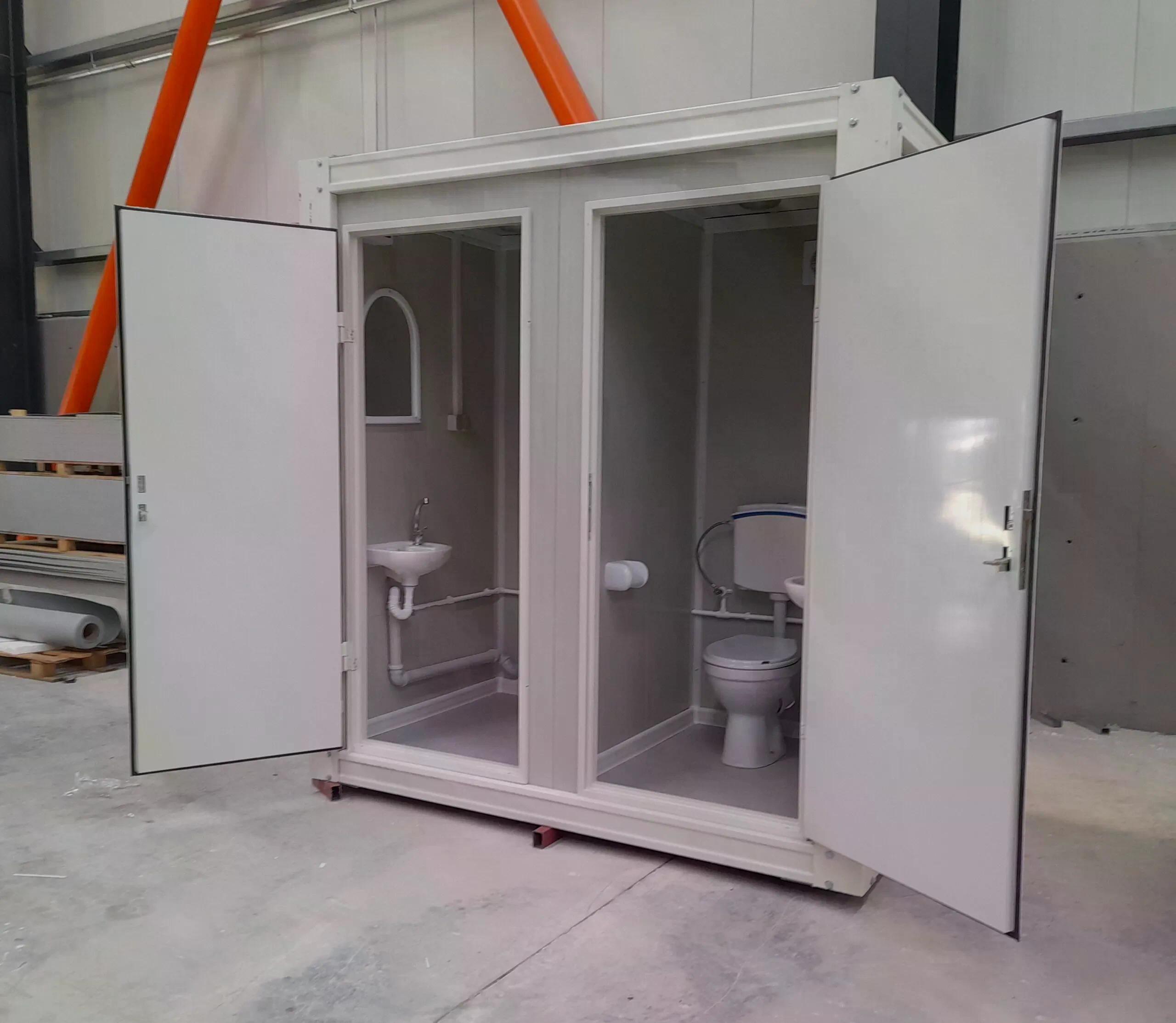Dual portable toilet unit under construction