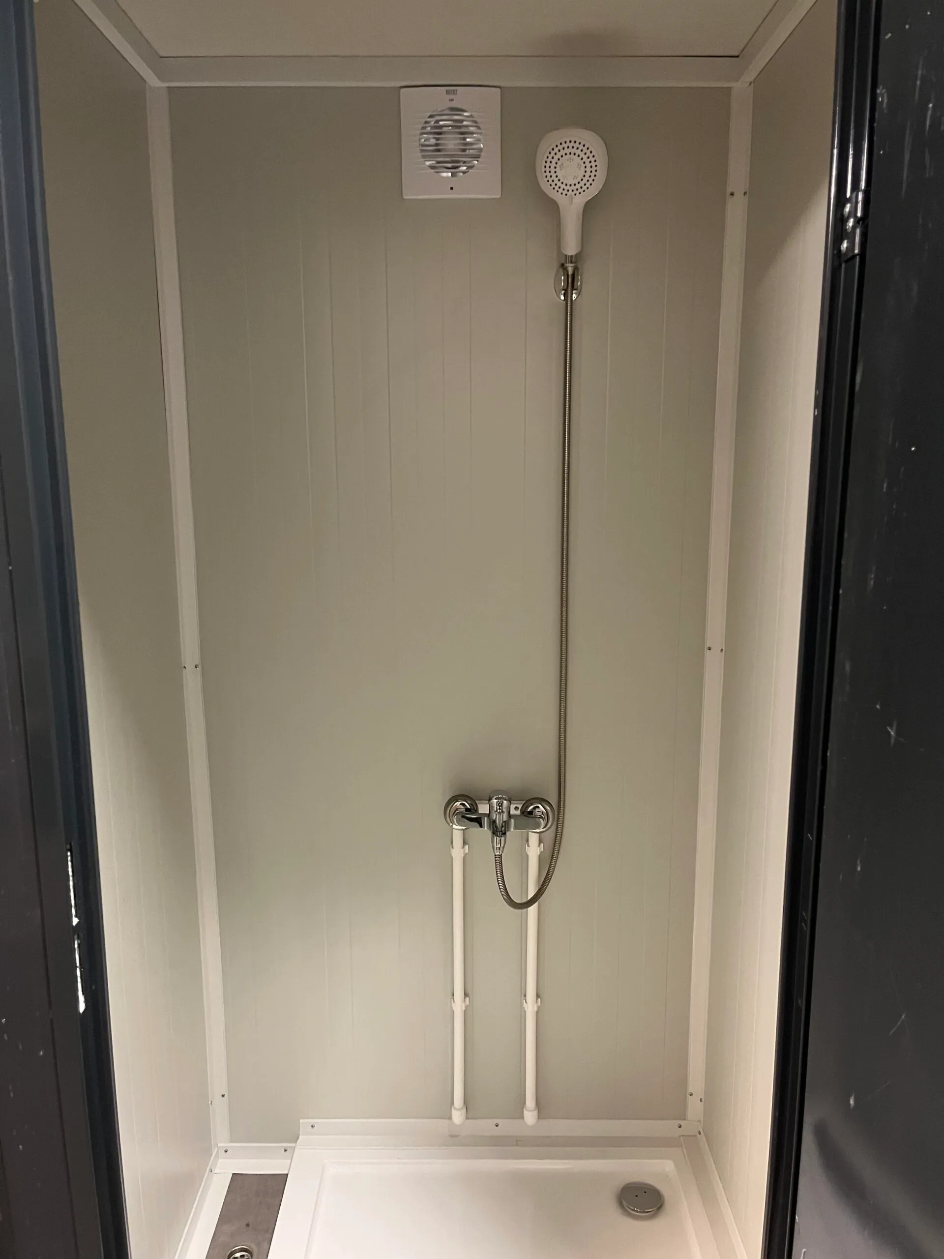 Interior of a luxury portable shower unit for camping